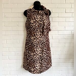 Britt Ryan 100% Silk Leopard Print Sleeveless Sheath Dress, SZ 10 NWT
